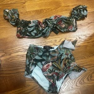 PATBO SWIM bikini arm cuffs SIZE S/XS FLORAL TROPICAL SET